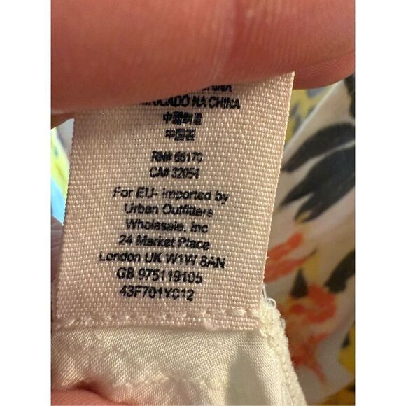 Free People Part Time Lover Floral Tie Front Mini Dress Sz 4 yellow gray - Picture 9 of 10